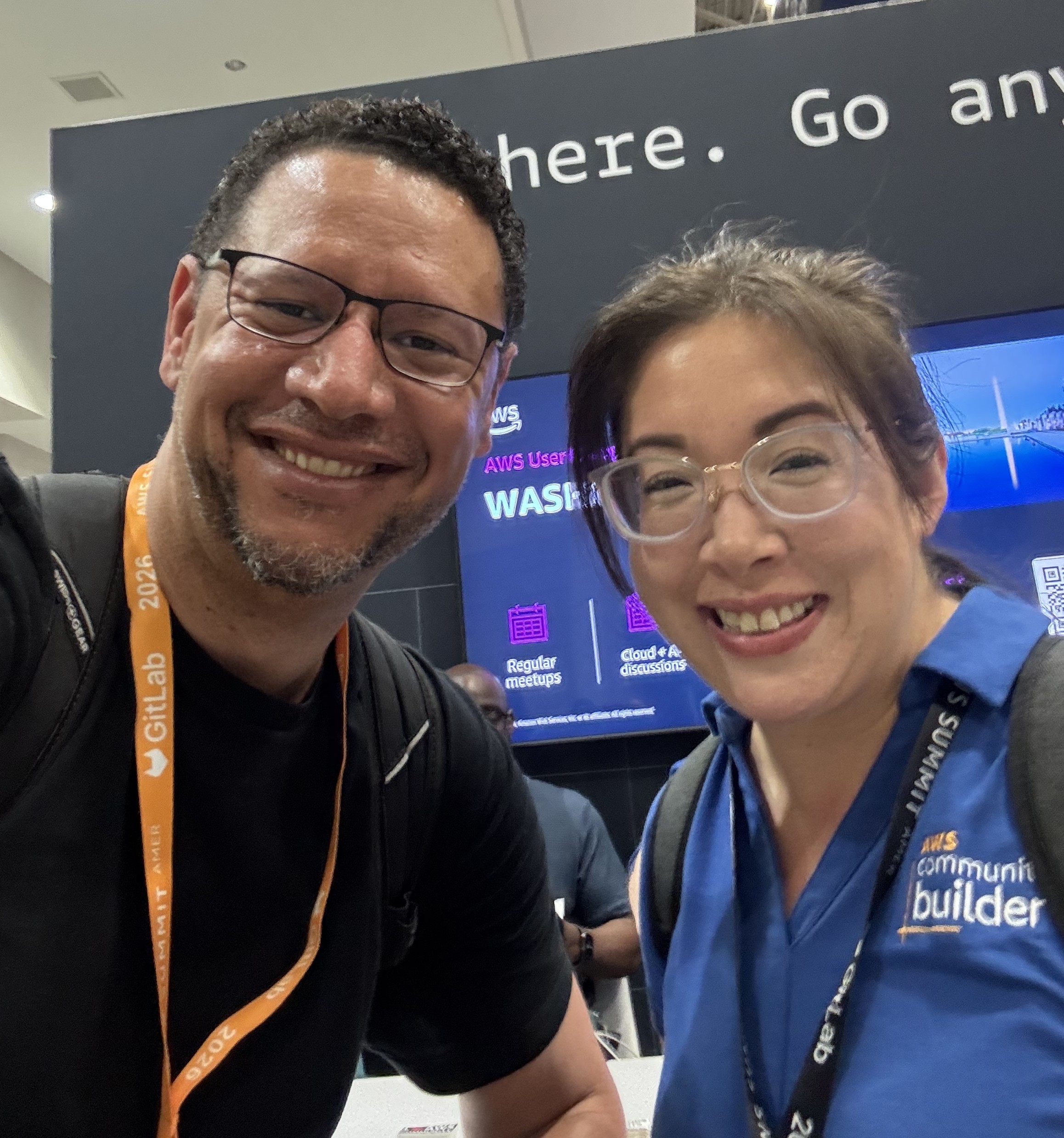 Jen with Aaron Hunter at AWS Summit